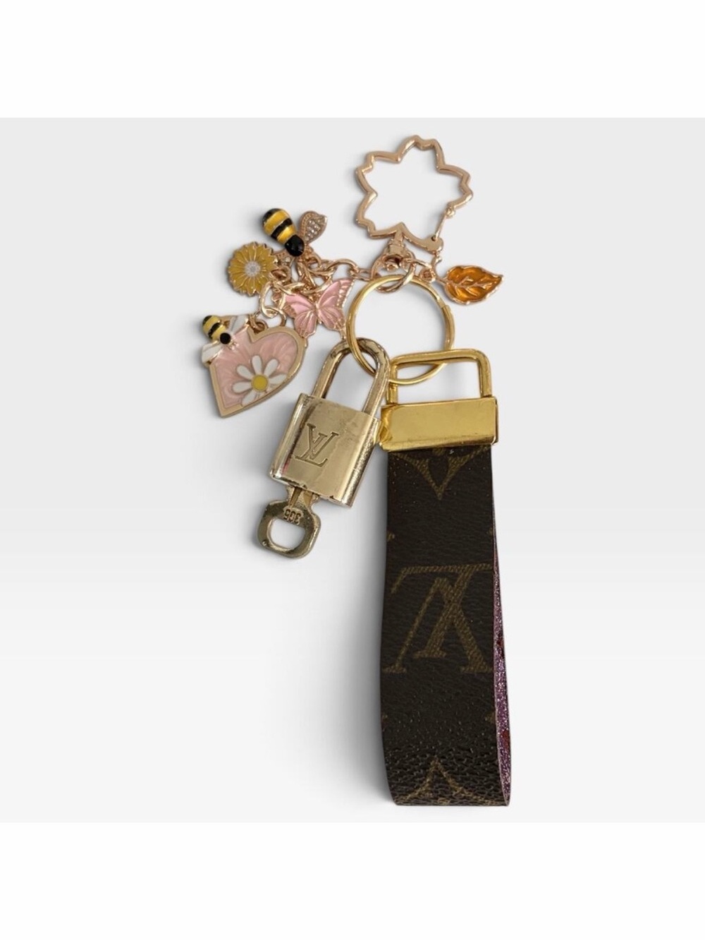 Louis Vuitton Lock & Key #305 w/a Monogram Canvas Loop & Mixed Charms Keychain